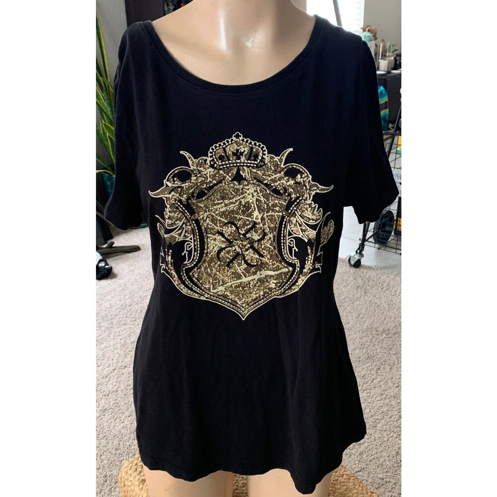 Nicole by Nicole Miller black graphic tshirt sz XL